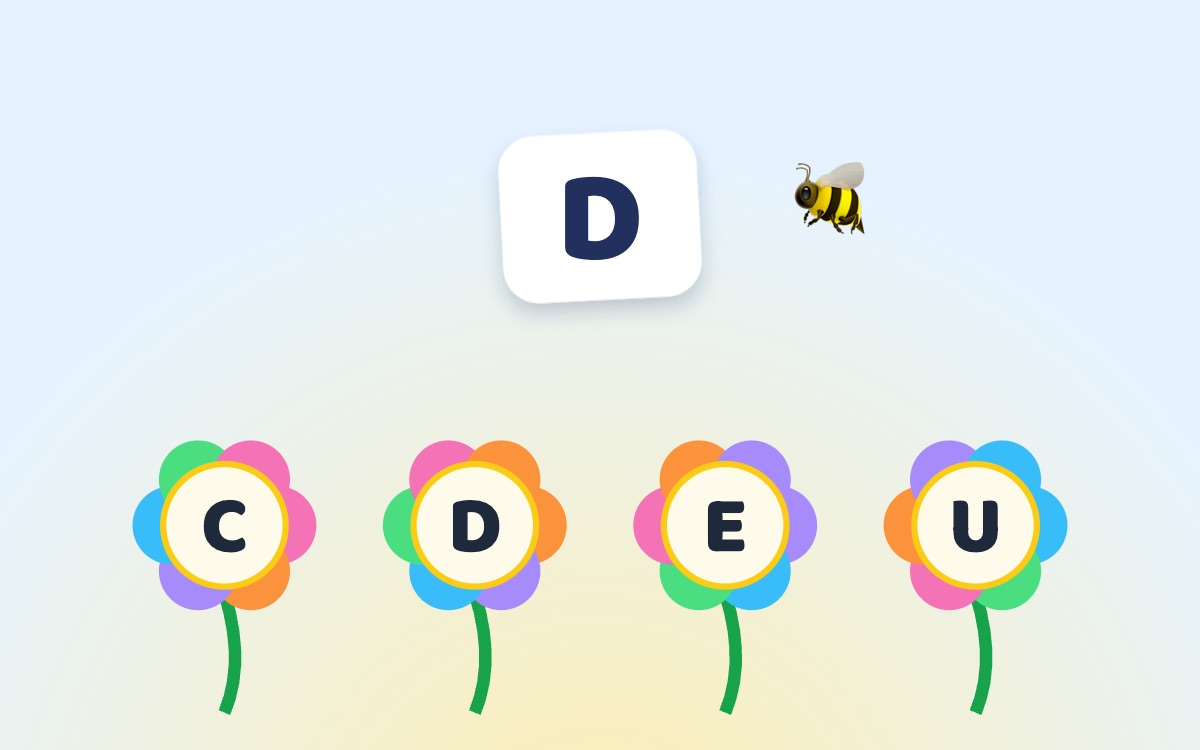 ABC Garden: Recognising letters, first letters of words, big and little letters